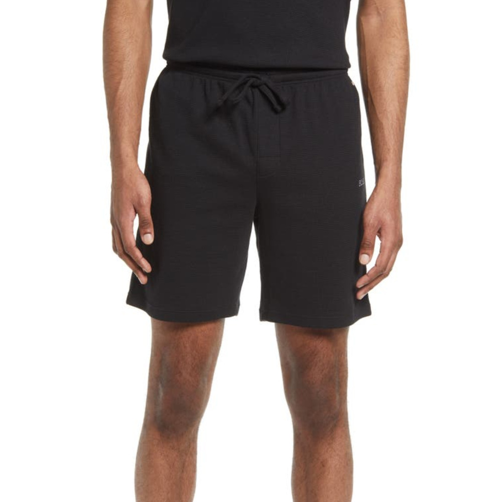 BOSS Men Drawstring Waffle Knit Shorts Black Size XL